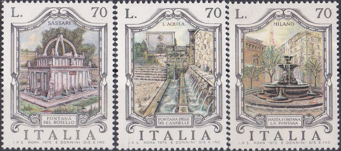 Timbru Italia 1975 Arhitectură - fântâni