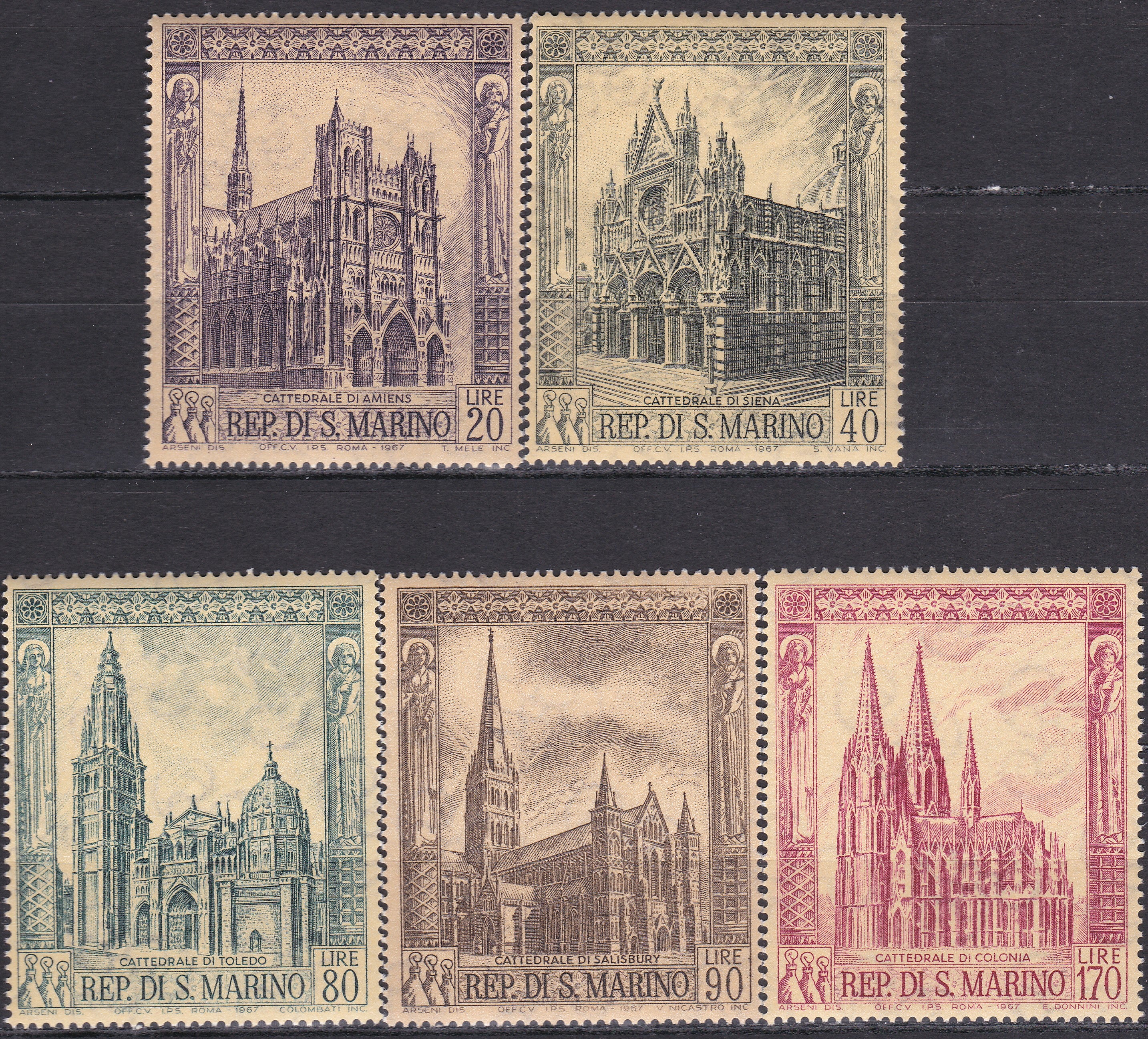 Timbre San Marino MNH 1967 Construcții