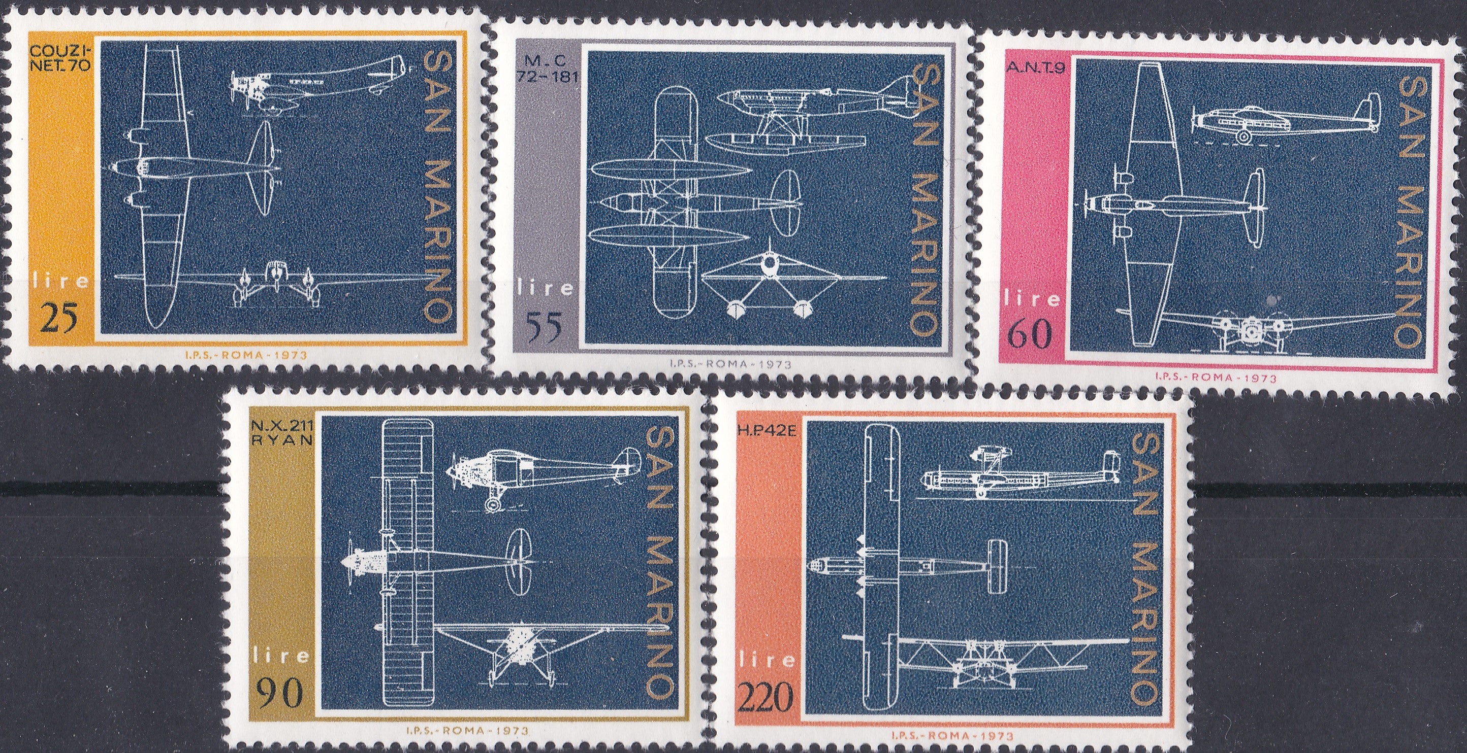 Timbre San Marino MNH 1973 Aeronautică