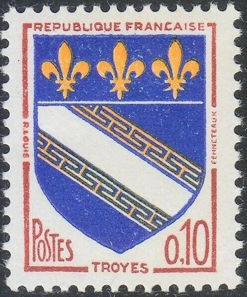 Timbru Franța 1963 MNH - Armoiries de Troyes (SKU R1CLS8FRA1)