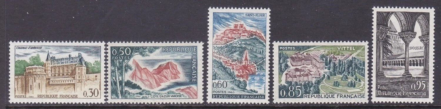 Serie timbre Franța 1963 MNH - Serie turistică 1963 – cinci monumente (SKU R1CLS8FRA15)