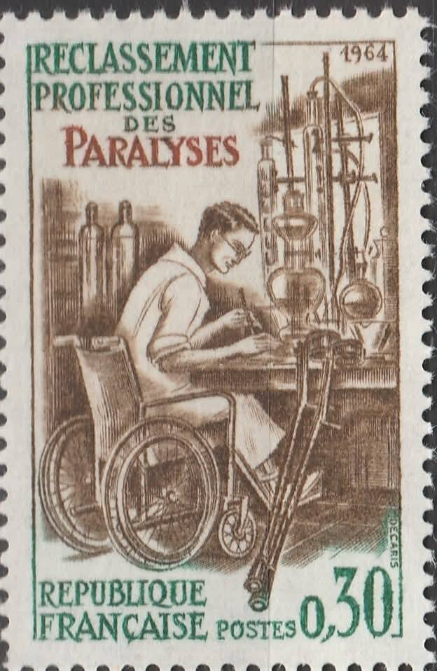 Timbru Franța 1964 MNH - Reclasarea Profesională a Persoanelor Paralizate (SKU R1CLS8FRA24)