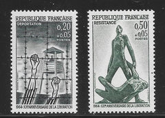 Serie timbre Franța 1964 MNH - XX-a aniversare a Eliberării: Deportare și Rezistență (SKU R1CLS8FRA26)