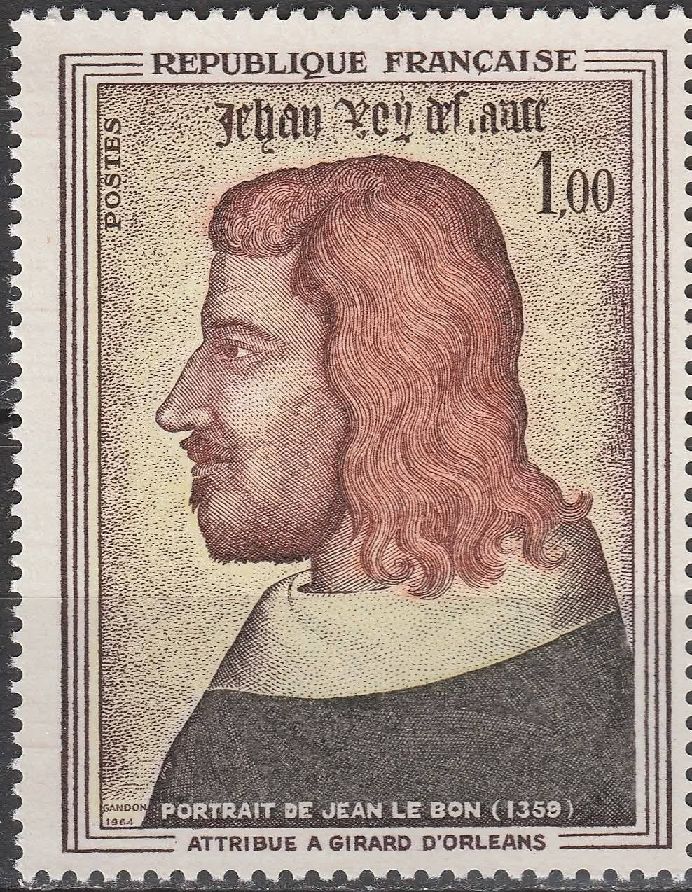 Timbru Franța 1964 MNH - Portretul lui Jean le Bon (Girard d'Orléans) (SKU R1CLS8FRA28)