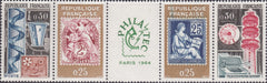 Serie timbre Franța 1964 MNH - Philatec Paris 1964 – bandă comemorativă de 5 (SKU R1CLS8FRA29)