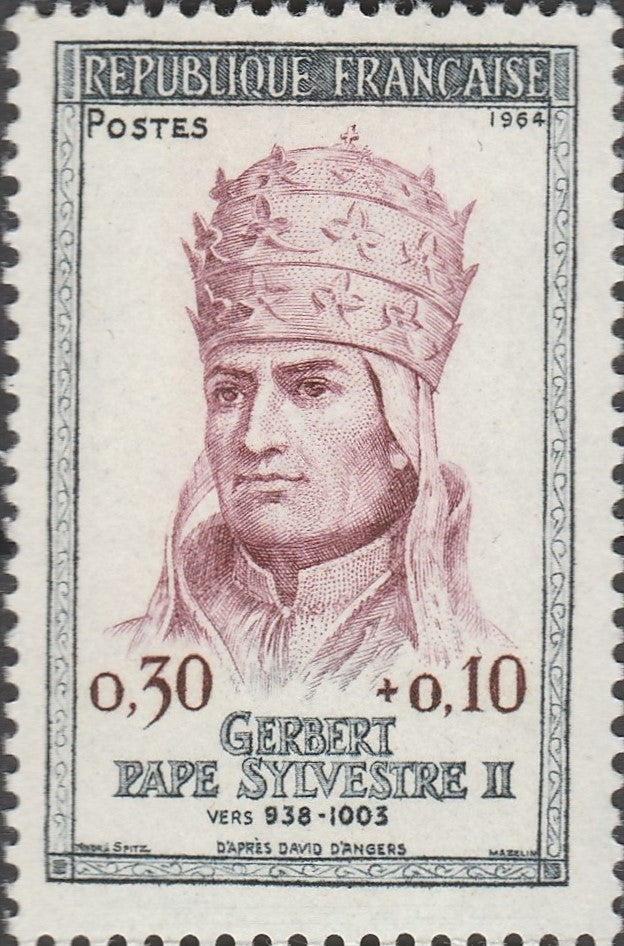 Timbru Franța 1964 MNH - Gerbert, Papa Silvestru II (SKU R1CLS8FRA35)