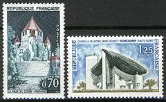 Serie timbre Franța 1964 MNH - La Tour de César - Provins / Chapelle de Ronchamp (SKU R1CLS8FRA38)