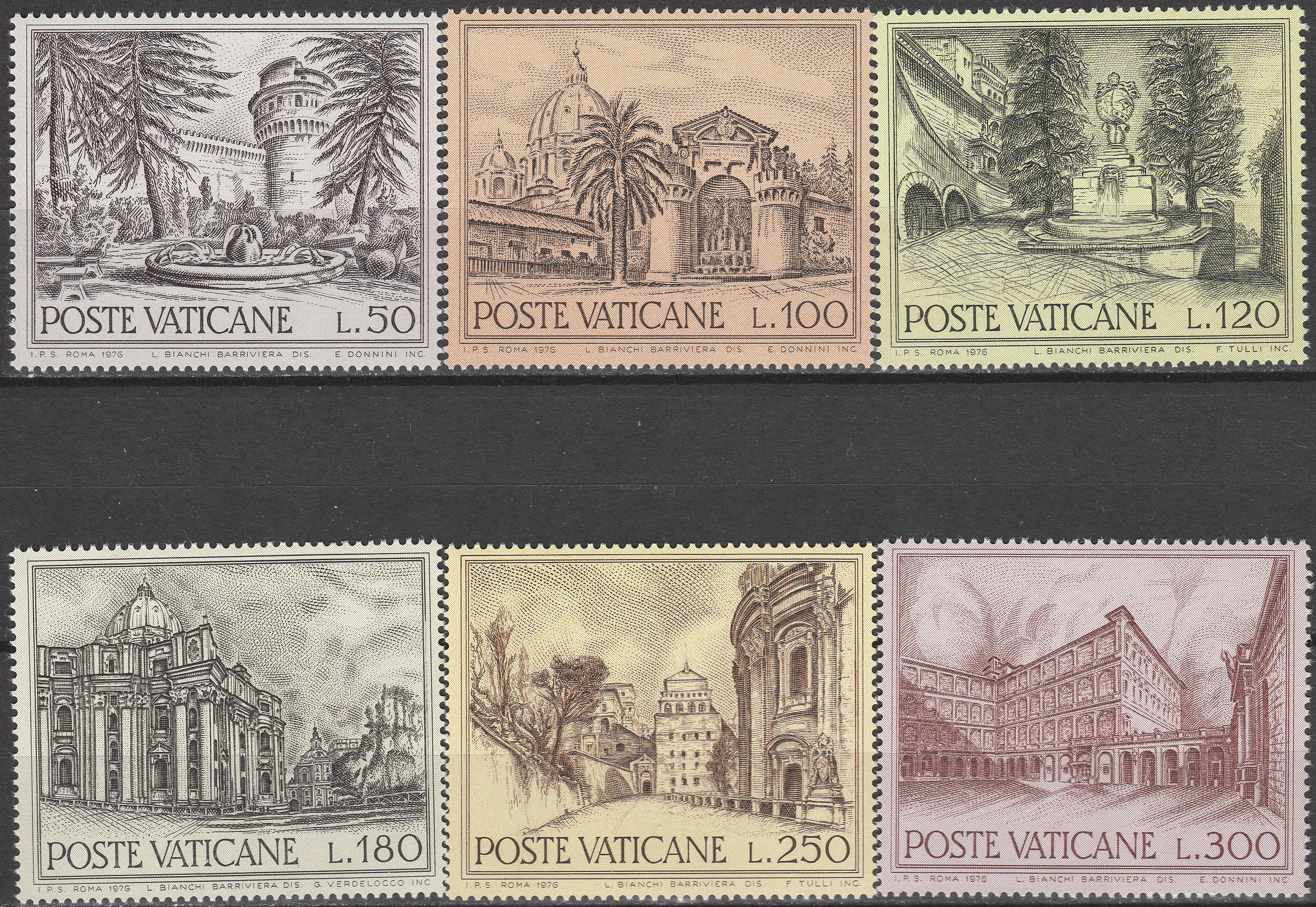 Timbre Vatican MNH 1976 Clădiri