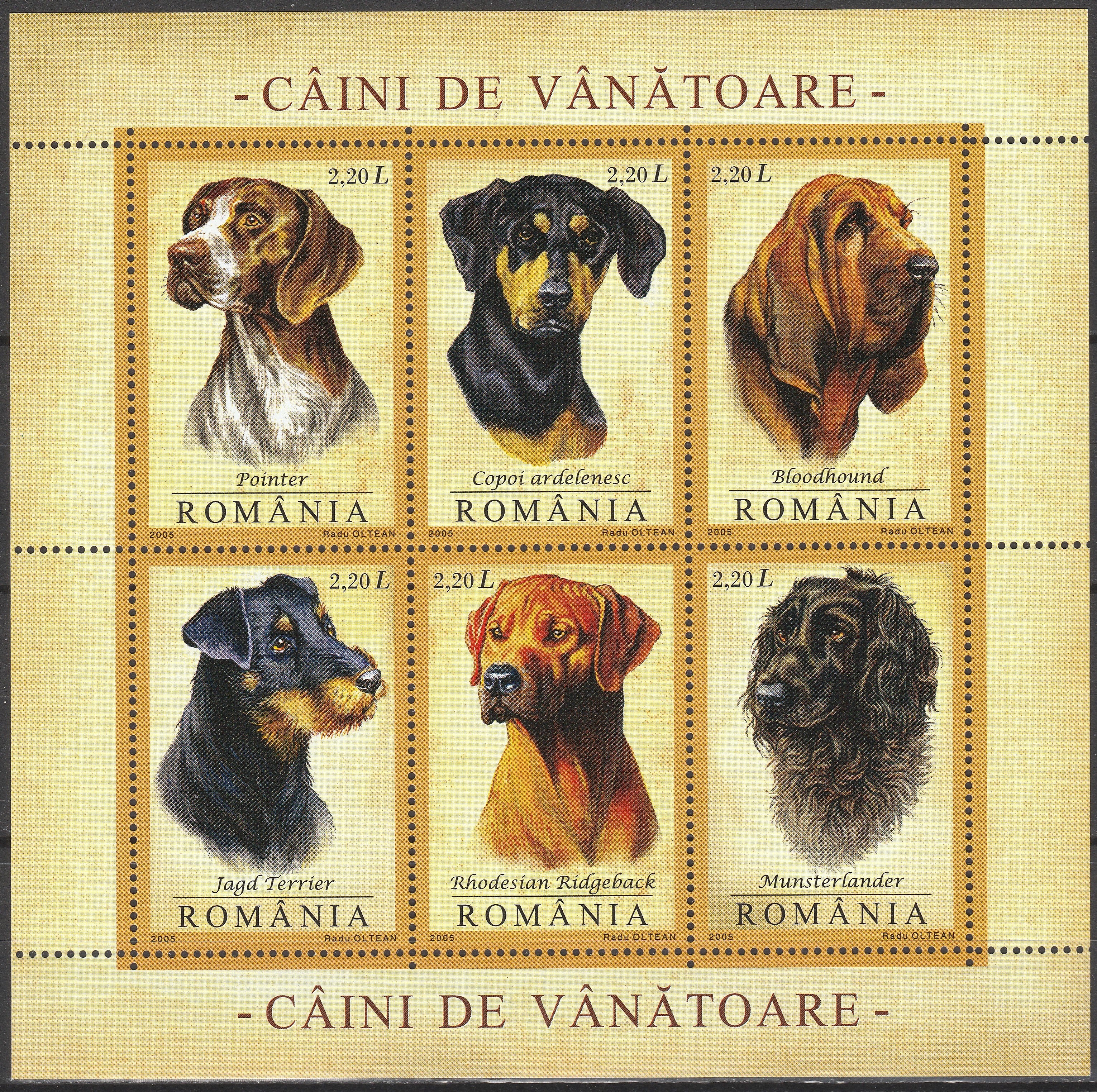 Timbru România Câini de vânătoare – 2005 MNH (ROM19)