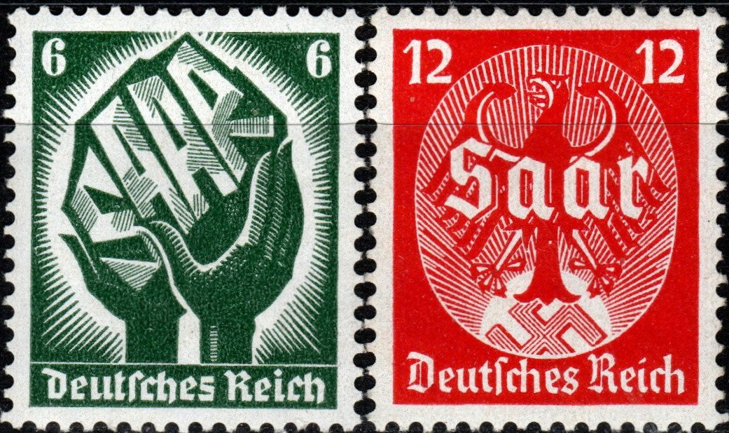 Serie timbre Germania 1934 MNH - Plebiscitul din Saar, 6 și 12 pfennigi (SKU Cod 36505)