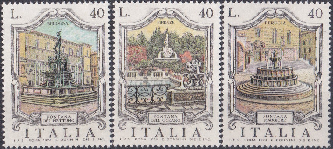 Timbru Italia 1974 Arhitectură - fântâni