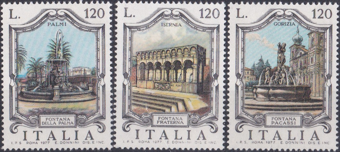 Timbru Italia 1977 Arhitectură - fântâni