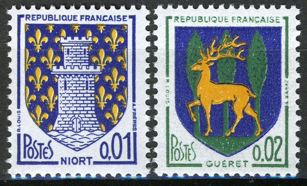 Serie timbre Franța 1964 MNH - Armoriile orașelor Niort și Guéret (SKU R1CLS8FRA22)