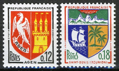Serie timbre Franța 1964 MNH - Steme: Agen și Saint-Denis (Réunion) (SKU R1CLS8FRA31)