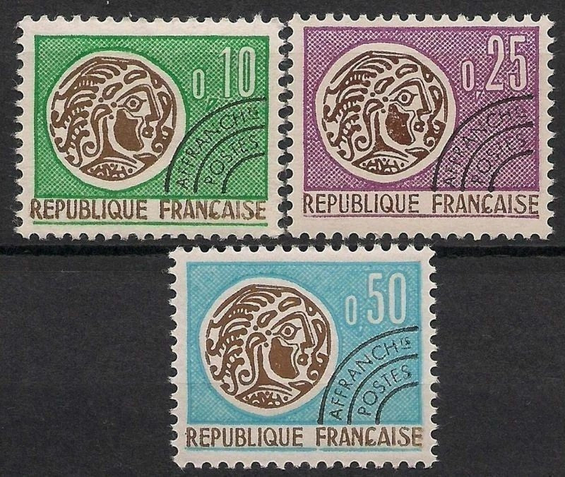 Serie timbre Franța 1964 MNH - Monedă gaulois – timbre preoblitérate (SKU R1CLS8FRA34)