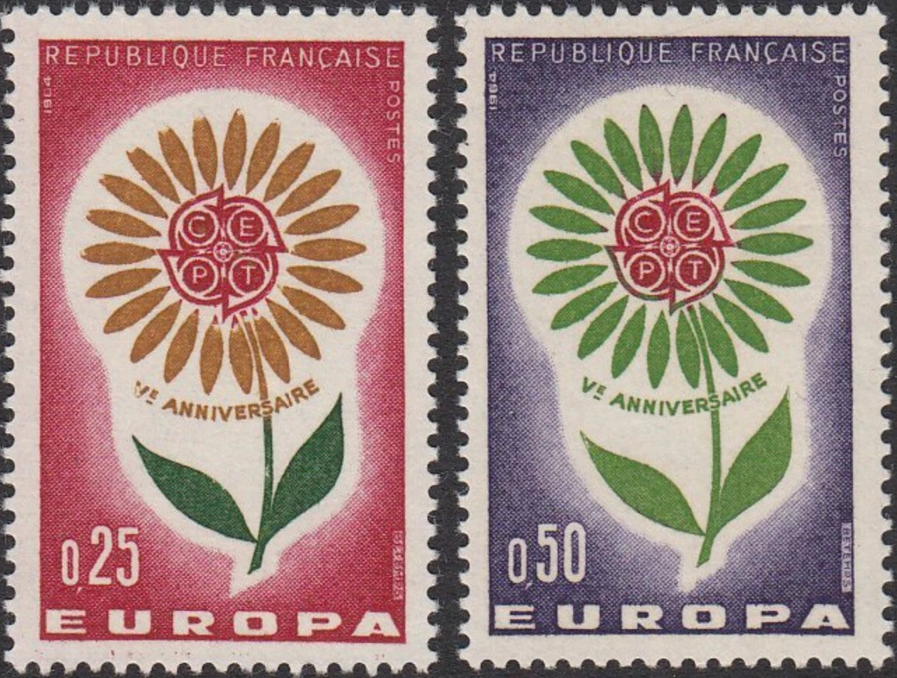 Serie timbre Franța 1964 MNH - Europa CEPT - Al V-lea aniversar (SKU R1CLS8FRA45)