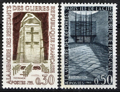 Serie timbre Franța 1963 MNH - Monumente memoriale: Résistants des Glières și Déportés Paris (SKU R1CLS8FRA8)