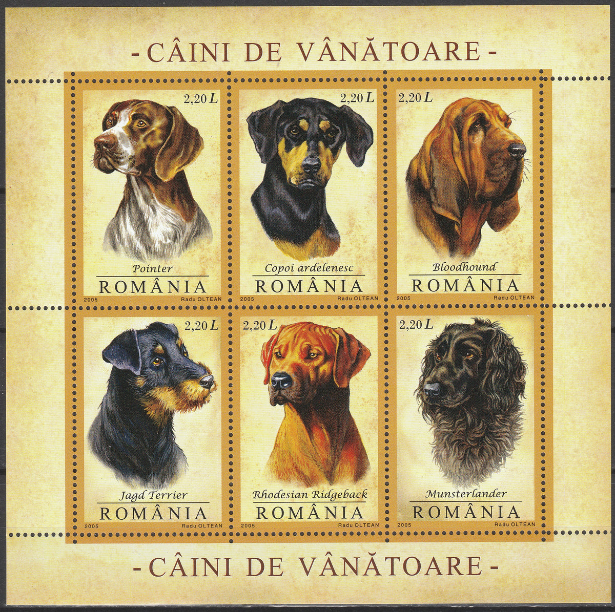 Timbru România Câini de vânătoare – 2005 MNH (ROM19)